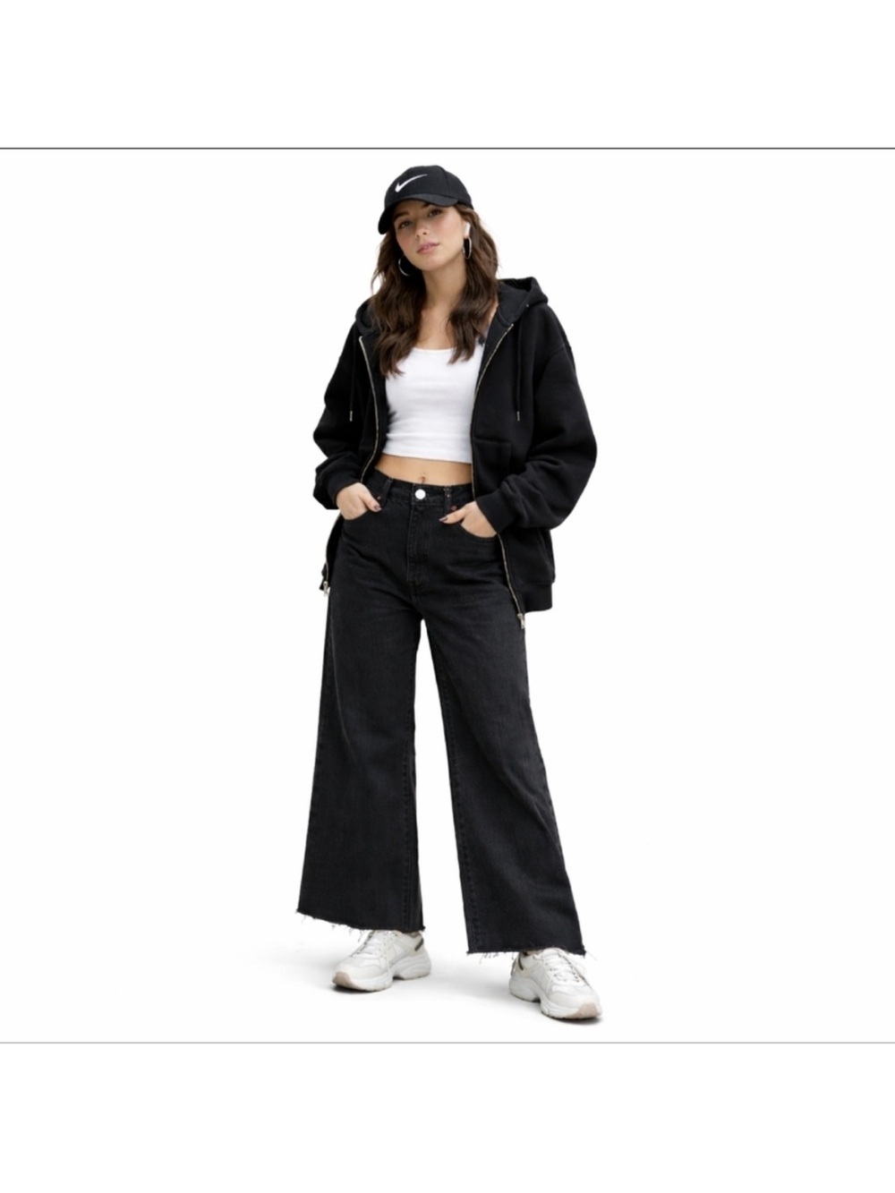 Frame Women Jeans Le
Palazzo Crop Wide Leg High
Rise Black Size 30